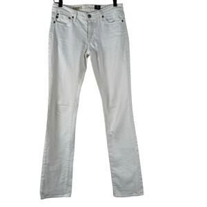 AG Adriano Goldshmied The Ballad Slim Boot White Jeans Low Rise Cotton Blend 26